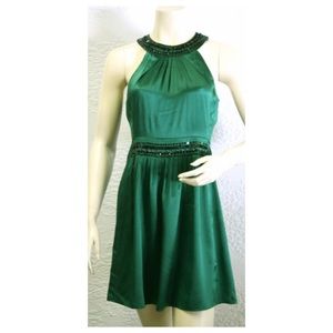 BCBGMAXAZRIA EMERALD  SILK CHARMEUSE DRESS Size 4